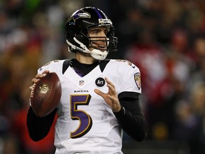 Will Ravens quarterback Joe Flacco throw an interception during the Super Bowl? That's one of many prop bets you can make for the big game. (ADAM HUNGER/Reuters)