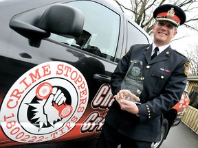 Chatham-Kent Police Chief Dennis Poole was acknowledged for his contribution in starting the Chatham-Kent Crime Stoppers program in 1987 during the CK Crime Stoppers' annual appreciation luncheon. PHOTO TAKEN Chatham, On., Wednesday January 30, 2013.  DIANA MARTIN/ THE CHATHAM DAILY NEWS/ QMI AGENCY