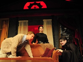 Nick Schwabe as Bill, Maggie Wood as Moana, and David Browne as Dracula rehearse a scene from Dracula:The Twilight Years.
GINO DONATO/THE SUDBURY STAR
