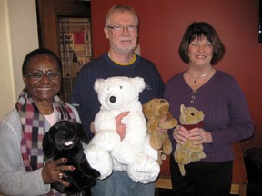 Kiwanis Of Paris-Brant members Dr. Jane Anwan, director, treasurer Stan Hutchinson and president Sheila Moore are organizing the club's annual Teddy Bear Clinic on Mar. 2, 2013 to help kids get accustomed to dealing with healthcare professionals. SUBMITTED PHOTO