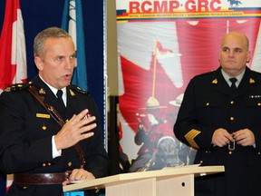 Superintendent Bob Couture of the Wood Buffalo RCMP spoke to the importance of partnerships and community during the detachment’s centennial celebration Thursday afternoon. JORDAN THOMPSON/TODAY STAFF