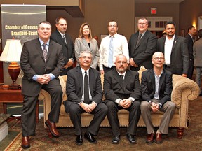 Kara Wilson, for The Expositor

The Brantford-Brant Chamber of Commerce has announced its Business Excellence Awards finalists. They are: Gord Boyle (front, left), Boyle Plumbing;  Barry English, TDG Marketing; Matt Smith, Solo Cable; Jeff Simpson, Simpsons Great Floors;  Jeff Boatright (back, left) Norlok Technology Inc.; Patti Williams, AFI Hydro Inc.; Daryl Daggett, Operation Lift; Chris Rayfield, ACIC Fine Chemicals/Methapharm; and Prakash Venkataraman, Redragon Oil and Gas Technologies.