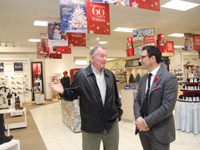 Customer Harry Nelson, left, speaks with Calvin McDonald, president and CEO of Sears Canada, at the Sears store located at the New Sudbury Centre, on Thursday, November 1, 2012. The shopping centre has launched a new campaign. JOHN LAPPA/THE SUDBURY STAR