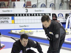 Members of the McKee rink played in draw six at the SaskTel Tankard on Friday, February 1, 2013.
