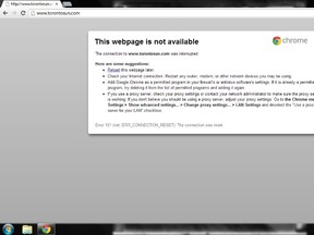 The message Google Chrome users in Pakistan received when they try to log on to torontosun.com.
