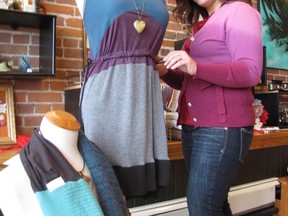 Randa Roberts of So Comfy Designs went into business two months ago in Sarnia, Ont. and already has her clothing line selling in three local locations.  Roberts "upcycles" using old t-shirts and sweaters and remaking them into new clothing. Jan. 30, 2013 CATHY DOBSON/THE OBSERVER/QMI AGENCY