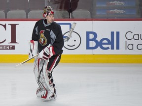 Sens goalie Craig Anderson show during the team's practice at the Bell Centre in Montreal on Saturday, Feb. 2, 2013. He will get the start Sunday against the Habs.
JOEL LEMAY/QMI AGENCY