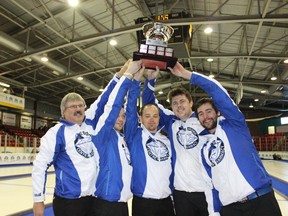 The Brock Virtue rink celebrates their victory at the 2013 SaskTel Tankard in Melfort. Celebrating victories at work can be just as rewarding, writes Chris McBrien. 
QMI AGENCY