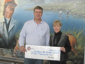 Accepting the donation from Dave Myette of The Society Of Energy Professionals is Bluewater Education Foundation representative Ann MacKay. For more information see www.oec40.ca