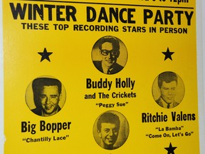 SEAN CHASE  A copy of the "Winter Dance Party of 1959" tour poster obtained by Laurentian Valley resident John Derby. The concert marked the final appearances of Buddy Holly, J.P. Richardson and Ritchie Valens