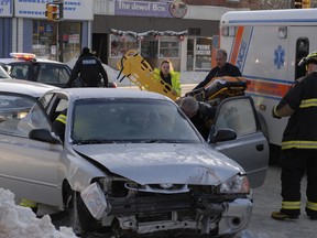 One person was taken to Kirkland Lake and District Hospital following a two vehicle collision Thursday at Prospect Avenue and Government Road.
