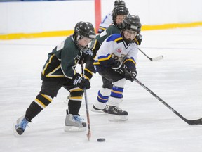 SARAH DOKTOR Simcoe Reformer

Newcastle's Cole Rypstra tries to get the puck around Delhi SOS Towing's Aidan Weiler during the 28th annual Delhi Hockey Moms' Tyke Tournament held at the Delhi Community Arena on Feb. 2.