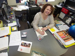 Kelly Gilson, executive director of the United Way, broke down the agency's numbers and explained where their fundraising dollars actually go. HEATHER RIVERS/WOODSTOCK SENTINEL-REVIEW