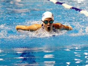 Kara Wilson, for The Expositor

Kailey Russell of the Brantford Aquatic Club competes in the 200-metre butterfly at the Western Regional Championships last weekend at the Wayne Gretzky Sports Centre.