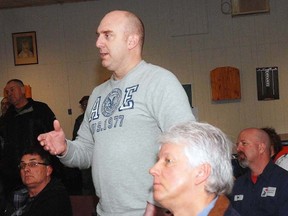 Bill McIntyre makes a point at a public meeting last week on the proposed West Elgin secondary plan for Port Glasgow.
PATRICK BRENNAN QMI Agency