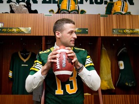 Mike Reilly wore the Edmonton Eskimos jersey for the first time at Commonwealth Stadium on Wednesday. (David Bloom, Edmonton Sun)