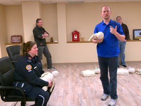 CPR practice for firefighters