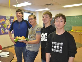 Cooking up with Horticulture program left to right, Kristin Hayes, Tyrell Bean, Colton Rowe and Matthew Cox.