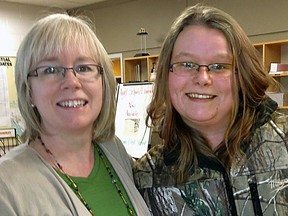 Judy Smith, left, a guidance counsellor at Chippewa Intermediate and Secondary School, recently posted this photo on Twitter with her and Patience Pihlaja during the graduate's recent visit to the school.