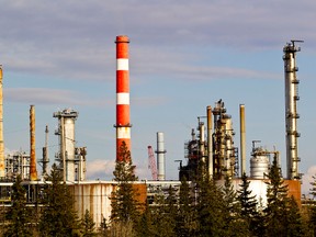 A view of the Strathcona Refinery is seen in Strathcona County. The Alberta Federation of Labour says more upgrading should be done in Canada. CODIE MCLACHLAN / QMI AGENCY