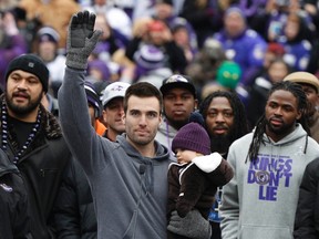 Ravens’ Joe Flacco could be waving goodbye to some teammates if he signs a massive deal. (REUTERS)