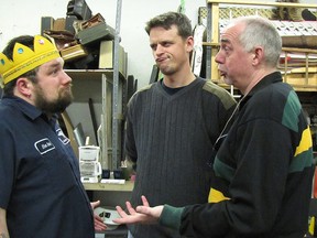 Pete (played by Stew Morton), says he isn't auditioning for any role in particular, but his hat tells another tale in Theatre Kent's production of Swashbuckled by Karen Robinet. He is seen here with Mark Stacey (centre) and Keith Burnett. The show ends tonight at the Kiwanis Theatre. (SUBMITTED)