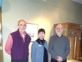 Pictured from left to right: Allen Smutylo, Cathy McGirr, business manager for the Bruce County Museum and Cultural Centre in Southampton and Stephen Hogbin.