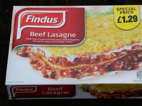 Food manufacturer Findus confirmed on Feb. 7 results of tests carried out by Britain's Food Standards Agency that showed that the company's beef lasagne contained horse meat.  REUTERS/Chris Helgren