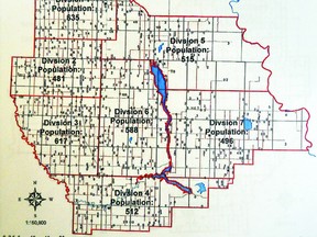 With time ticking down, Vulcan County council recently adopted a new division boundary map and gave first reading to a new bylaw establishing the boundaries and number of councillors.
Map courtesy of Vulcan County