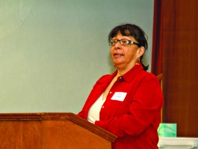 Gayle Myke shared her personal story of drug abuse and how it effected her family during a Next Steps forum Friday at Sydenham United Church regarding a proposed detox and rehabilitation centre in Brantford. (KARA WILSON for the Expositor)