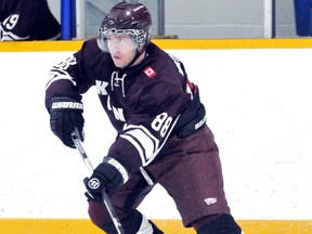 Dresden Kings' Mike Myers had two goals and one assist Friday in a 6-5 win over the Blenheim Blades in Game 3 of their Great Lakes Junior 'C' Hockey League quarter-final in Dresden. (Daily News File Photo)