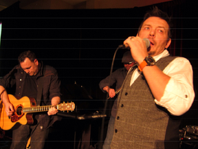 Hockey legend Theo Fleury performs with his band at Friday night's Little Warriors Love Ball