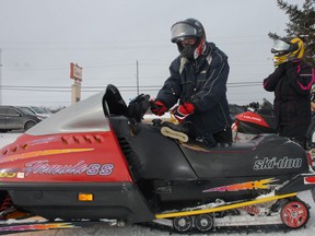 Participants prepare to start Snowarama at Gino's Restaurant in Sault Ste. Marie.