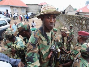 Rebel fighters photographed last month in Bunagana in eastern Democratic Republic of Congo. Despite the presence of 17,000 United Nations peacekeepers in the war-torn country, atrocities against civilians continue.