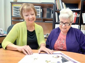 Retiring manager of community support services Wendy Orchard, at left, chats with Marion Chappel about services provided by One Care.