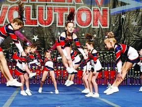 Kingston Elite All-Stars in the Mini Division perform at the K-Rock Centre enroute to a gold medal finish at the Cheer Evolution’s Big East Blast competition on Feb. 2. The even hosted over 100 teams from across Ontario, Quebec and the United States to compete in Cheer categories and the first dance and specialty divisions of the season.      Jay Kopinski - Kingston This Week