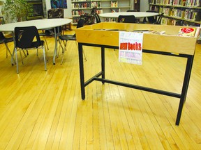 This floor at the Grand Centre branch of the Cold Lake Public Library will soon be replaced. The branch will be closed but some services will still be offered across the hall, says library manager Mary-Ann Penner.