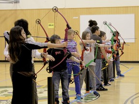 Students at Aurora Elementary are excited to be able to take part in a new unique after school program that brings archery into their own gym. Supported by the Brazeau Bowbenders and the Drayton Valley chapter of Safari Club International, the NASP program is available in 10 local schools.