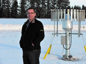 As the Feb. 28 deadline to apply for hay and pasture insurance in Alberta approaches, David Maddox says AFSC has added 21 new weather stations like this one to its provincial network, for a total of 227 across the province. Precipitation data collected at these stations is used for Alberta’s Perennial Crop Insurance programs. Photo Supplied