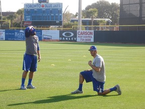 Blue Jays catcher J.P. Arencibia says he’s been catching R.A. Dickey every day in Nashville, where both players live. (Ken Fidlin/Toronto Sun)