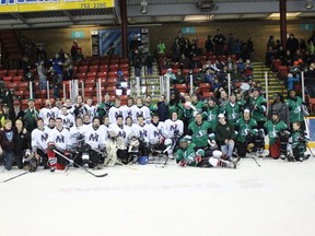 The Saskatchewan Roughriders played a charity hockey game on Sunday, February 10, 2013.