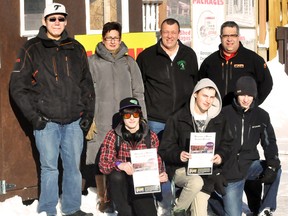 The Timmins Seizure and Brain Injury Centre raffle is in full swing, offering contestants a wide range of prizes and support the programs and services offered to clients. The main attraction up for grabs is a one-off ice fishing hut constructed by O'Gorman High School Students. Back row from left are Solomon Hunter, Rhonda Latendresse, J.P. Gauvin and Pascal Morin. In front are Steven Blair, Jacob Fletcher and Joel Gibouleau.