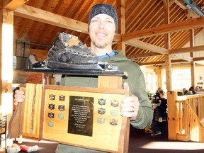 Dan Evans will put his name on the burnt boot trophy after winning the Mountain Smoker at Norquay on Sunday, Feb. 10. He recorded 20 laps of the Lone Pine run in the fastest time to win the three-hour race. Larissa Barlow/ Banff Crag & Canyon