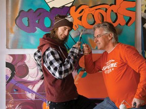 Airdrie artists Zachary M. Abbott, left, and Koos de Jongh are teaming up to present a show called CrossRoads in Calgary next month. The March 4-30 show at the Endeavor Arts Gallery will consist of a 70-foot wall covered in 15 unique pieces showcasing Abbot’s street and de Jongh’s abstract styles.
SUBMITTED PHOTO