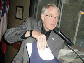 DANIEL R. PEARCE  Simcoe Reformer

Former NHL goaltender Dave Dryden spoke to the Simcoe Rotary Club on Monday about the charity he heads up, Sleeping Children Around the World. It provides “bed kits” for kids in third world countries.