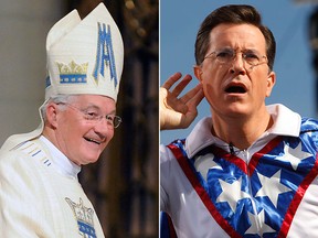Cardinal Marc Ouellet and Stephen Colbert are seen in this combination file photo. QMI AGENCY/REUTERS