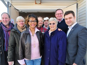 Edmonton city councillor Ben Henderson and Edmonton-Riverview MLA Steve Young were on hand for a cheque presentation and ground breaking ceremony as the McKernan community league received $600,000 in matching provincial and municipal grants to renovate the aging building at the McKernan Winterfest 2013 at the McKernan Community League Hall on Sunday, Feb. 10, 2013. TREVOR ROBB/EDMONTON EXAMINER