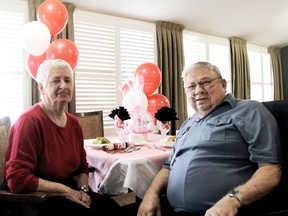 Louise and Dunc Claeys are among the many sweethearts who keep the flame alive while one person lives at the Blenheim Community Village. They are among the couples who will be enjoying a Sweetheart Valentine's Lunch at the Blenheim long-term care home on Thursday, Feb. 14, 2013. ELLWOOD SHREVE/ THE CHATHAM DAILY NEWS/ QMI AGENCY