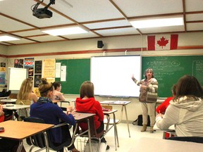 Grade 8 students at Percy Baxter learn from Shelia Watson about healthy relationships on Feb. 14.
Carla Howell | Whitecourt Star