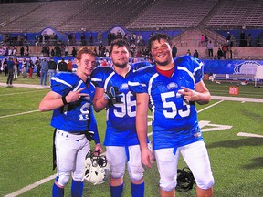 Sherwood Park’s Rees Paterson, Troy Weissback and Jordan Filippelli all had the chance to represent Canada on Team World at the recent International Bowl in Austin, Texas. Photo supplied